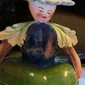 Horchow Neiman Marcus Ceramic Figurine with Green and Blue Details